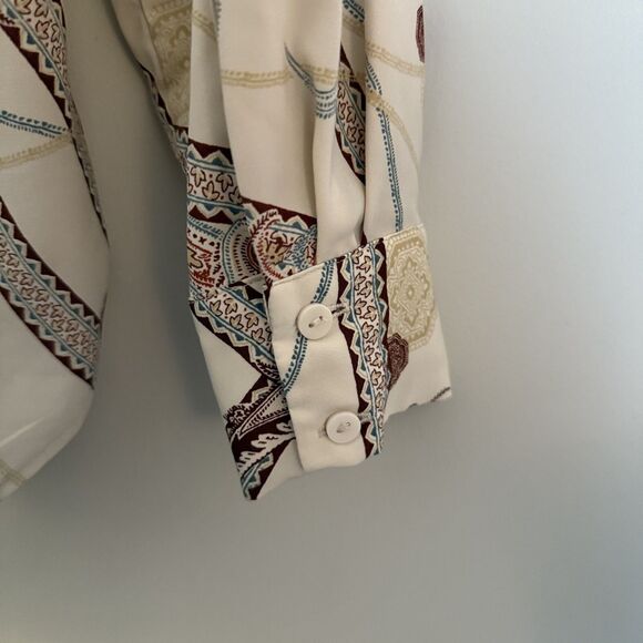 H&M Paisley Chain Print Blouse Sz 4 Quiet Luxury Country Club Old Money Designer - Picture 6 of 12